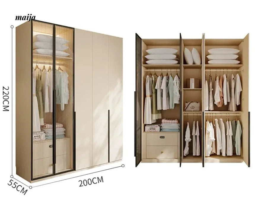 MEIHOUSE Cream Bedroom Wardrobe Flat Door Storage Cabinet from MEIHOUSE