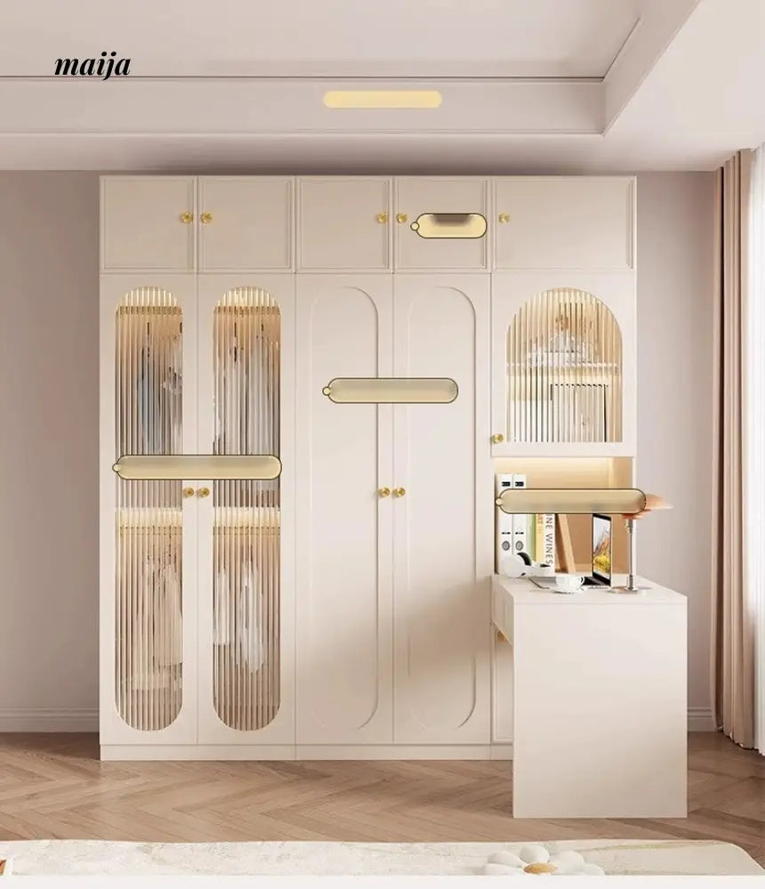 MEIHOUSE French Light Luxury Glass Door Bedroom Wardrobe Locker from MEIHOUSE