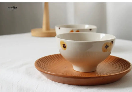 KAWATANI Japanese Ceramic Persimmon Gray Rice Bowl from kawatani