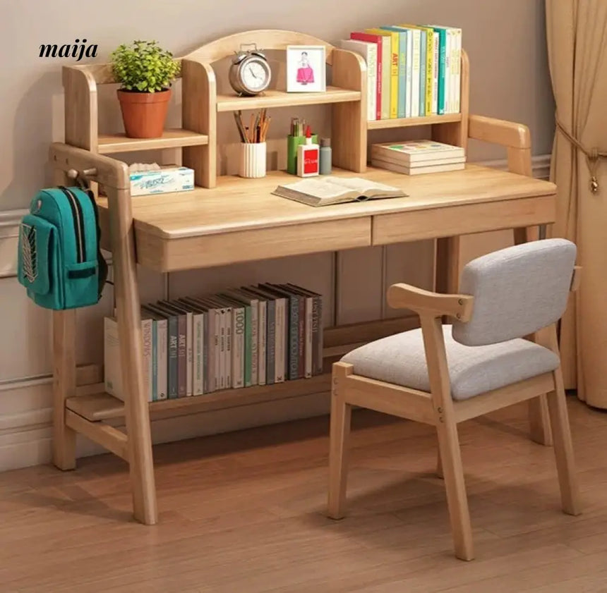 Luna Nordic Solid Wood Desk with Bookshelf from maija