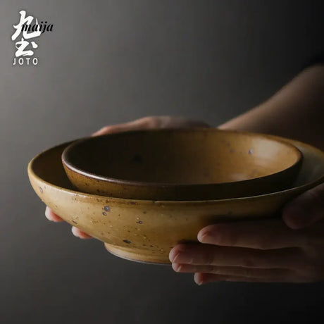 JOTO Eight Year Rough Ceramic Fruit Plate Handmade Retro Dish from MOSE