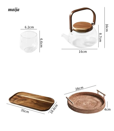 Flower Heat Resistant Glass Tea Set with Tray from KIMACHI