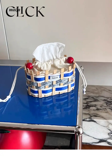 CLICK Colorful Woven Tissue Storage Basket with Drawstring from CLICK