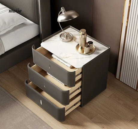 Matteo Leather Wrapped Bedside Table from maija