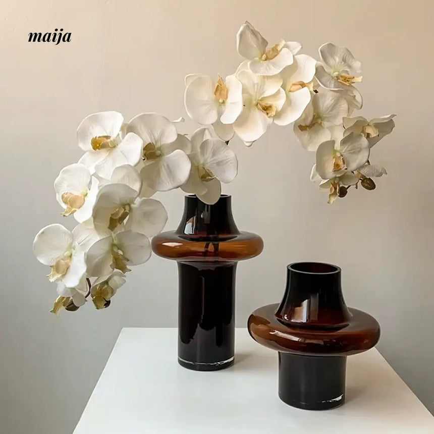 LIVETAI Light Luxury Brown Glass Vase from maija