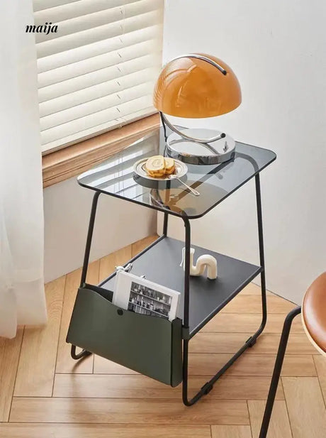 MIKA Mini Glass Metal Bedside Table from MIKA