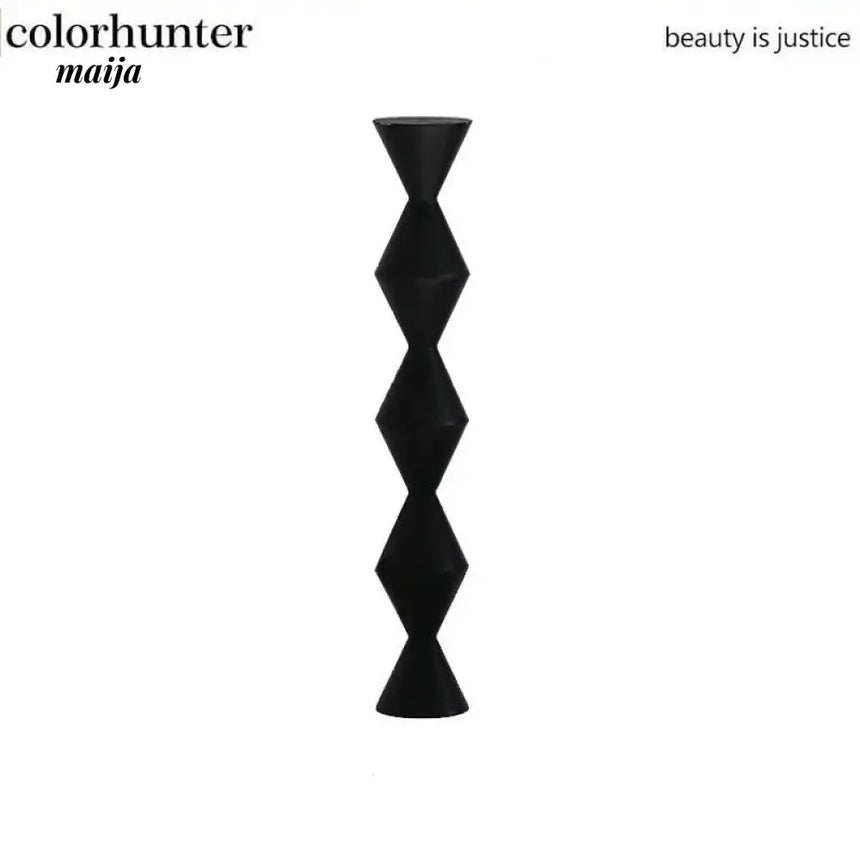 COLOURHUNTER Glossy Black Scandinavian Silver Retro Candle Holder from maija