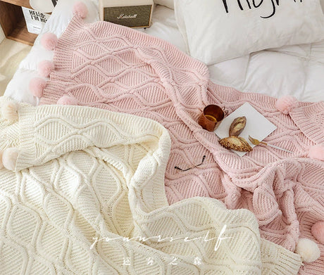 MISTYWOOD Fuchsia Knitted Plush Sofa Duvet from MISTYWOOD