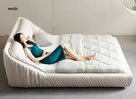 Alastair Minimalistic Leather Bed from maija