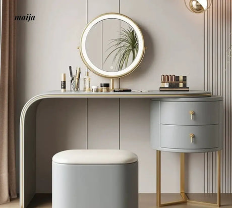 Ashleigh Simple Modern Dressing Table with Integrated Storage Cabinet from maija