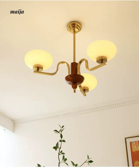 NANCY Teak Chandelier Modern Retro Glass Design from NANCY