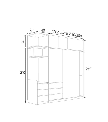 AIWO Lisette Compact Cream Sliding Door Wardrobe for Bedrooms from AIWO