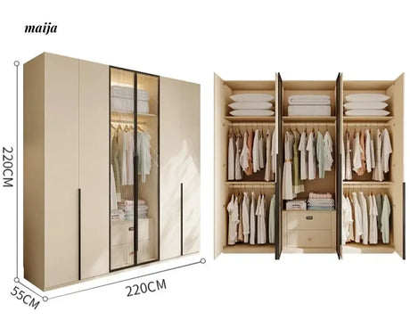 MEIHOUSE Cream Bedroom Wardrobe Flat Door Storage Cabinet from MEIHOUSE