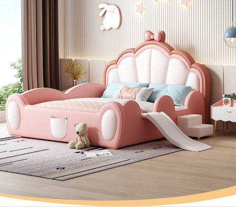 MORNING FOREST Isabella Modern Castle Crib with Slide and Bow Fence from MORNING FOREST
