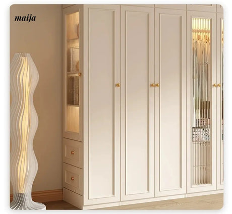 MEIHOUSE French Cream Wardrobe Bedroom Economical Flat Door Storage from MEIHOUSE