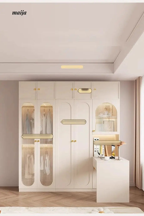 MEIHOUSE French Light Luxury Glass Door Bedroom Wardrobe Locker from MEIHOUSE