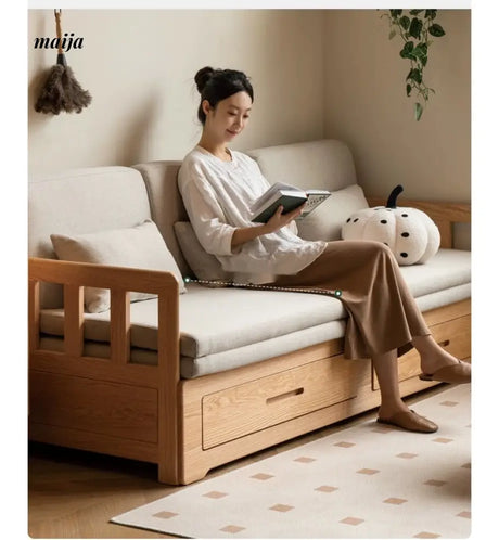 GENJI Andy Solid Wood Sofa Bed with Storage from GENJI