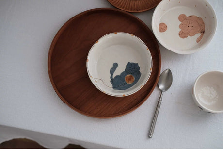 KAWATANI Japanese Ceramic Cute Cat Coffee Mug and Plate from kawatani