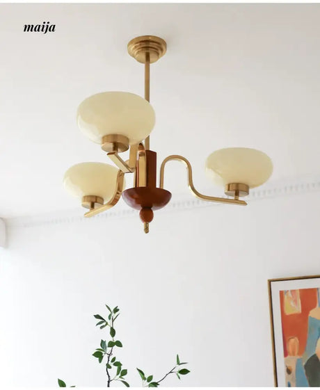 NANCY Teak Chandelier Modern Retro Glass Design from NANCY