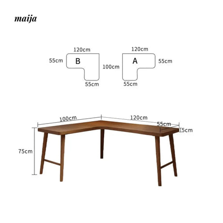 SUNX L Shaped Solid Wood Table from maija