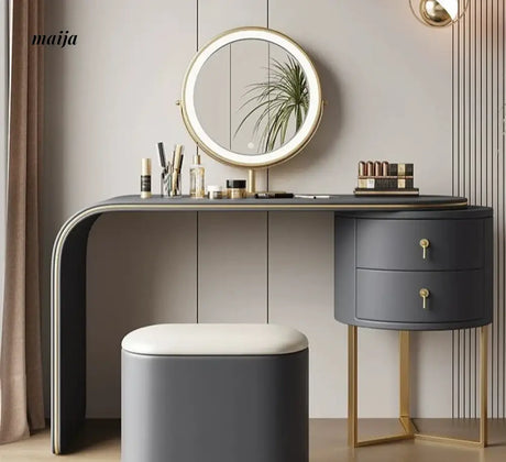 Ashleigh Simple Modern Dressing Table with Integrated Storage Cabinet from maija