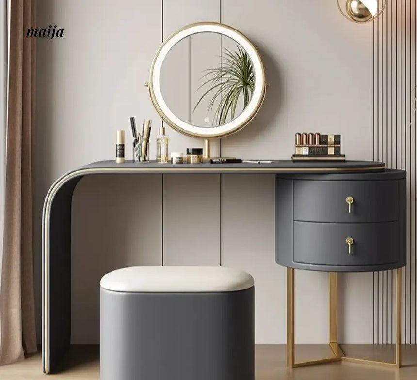 Ashleigh Simple Modern Dressing Table with Integrated Storage Cabinet from maija