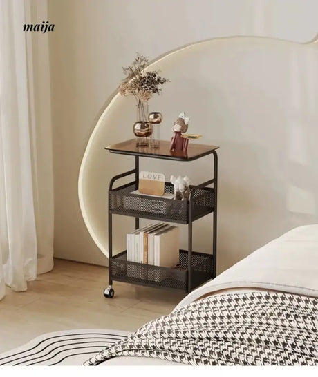 Gladys Movable Bedside Table and Storage Cart from Yeter