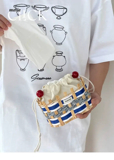 CLICK Colorful Woven Tissue Storage Basket with Drawstring from CLICK