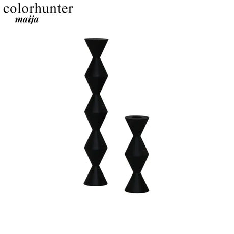 COLOURHUNTER Glossy Black Scandinavian Silver Retro Candle Holder from maija