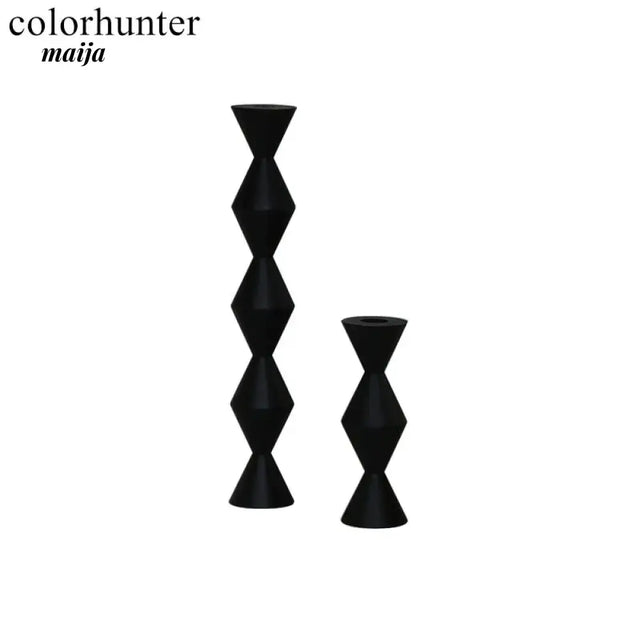 COLOURHUNTER Glossy Black Scandinavian Silver Retro Candle Holder from maija