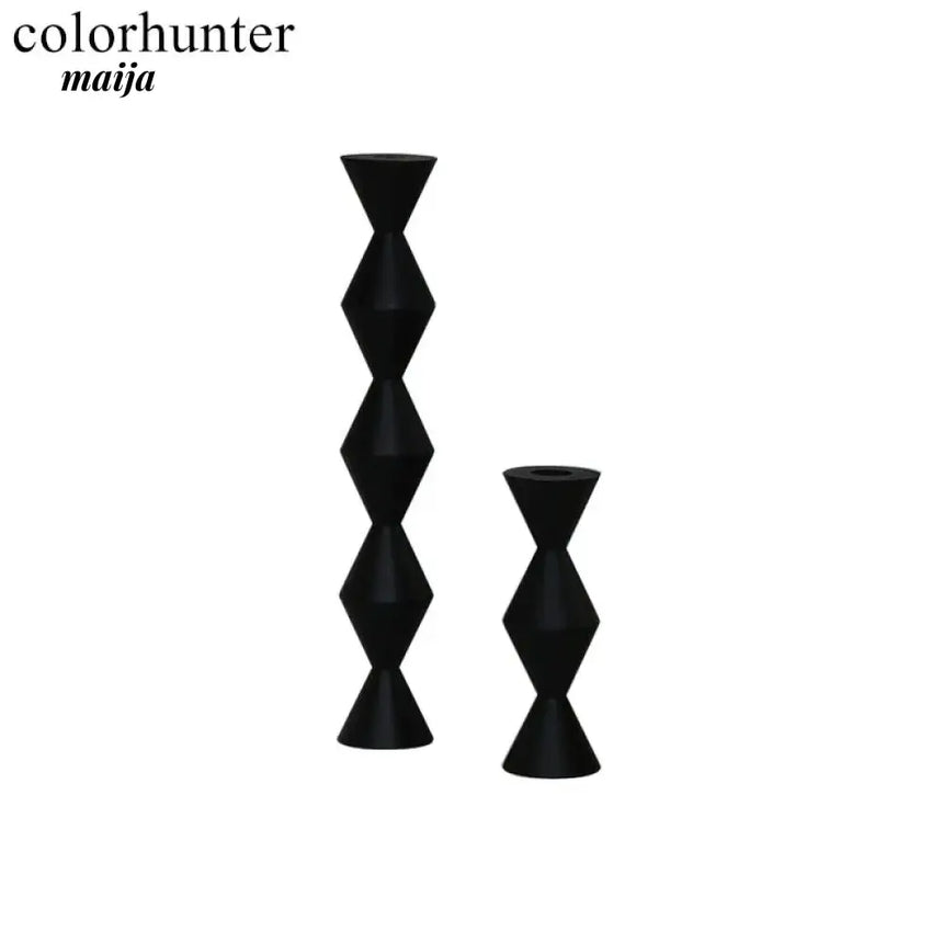 COLOURHUNTER Glossy Black Scandinavian Silver Retro Candle Holder from maija