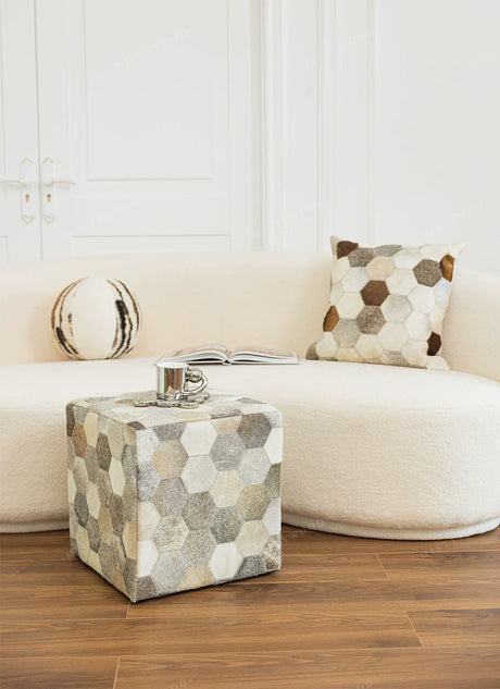 MISTYWOOD Hexagonal Cow Silk Makeup Stool from MISTYWOOD