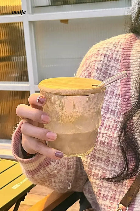 BANKE Glacier Straw Girl Coffee Water Glass Cup from BANKE
