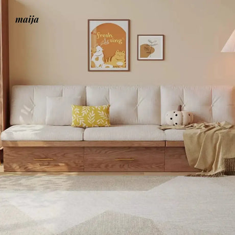 Japanese Style Solid Wood Sofa with Storage System from AI