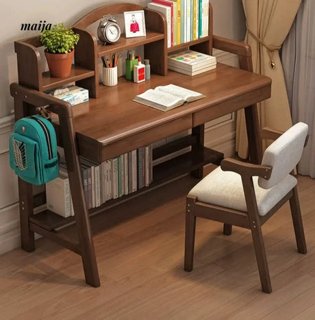 Luna Nordic Solid Wood Desk with Bookshelf from maija