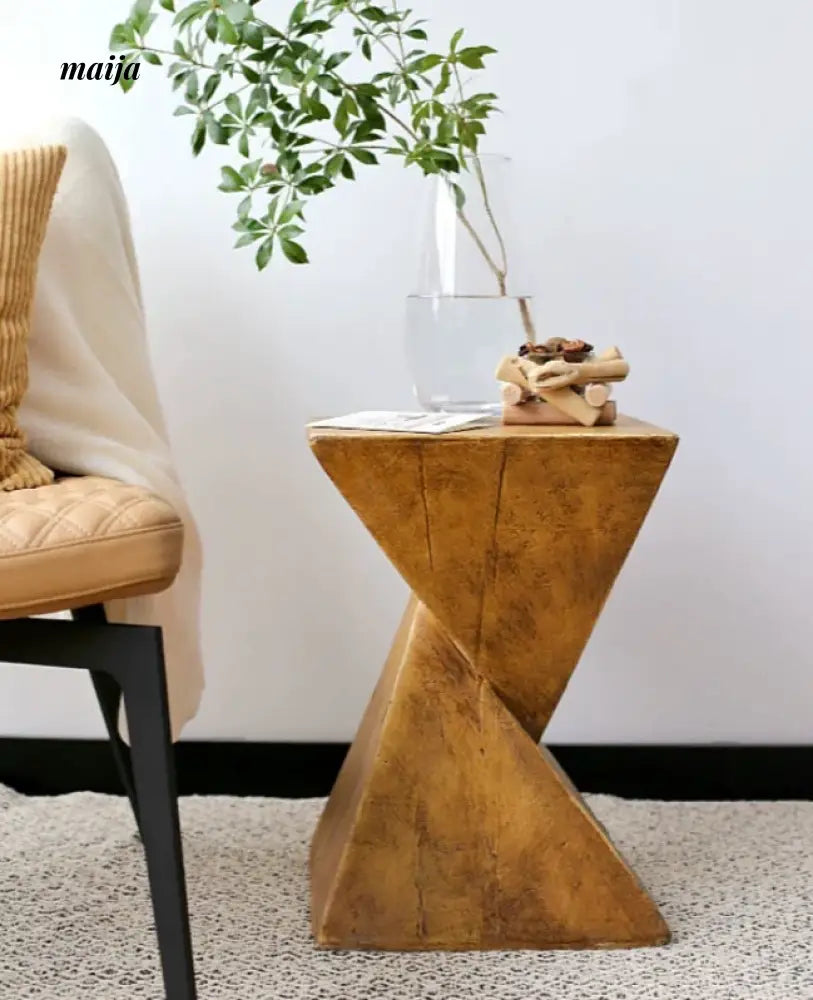 Irregular Hourglass Wood Stump Side Table from maija