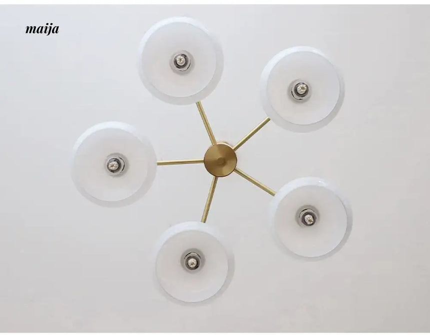 NANCY Japanese Retro Glass Chandelier Walnut Style from NANCY