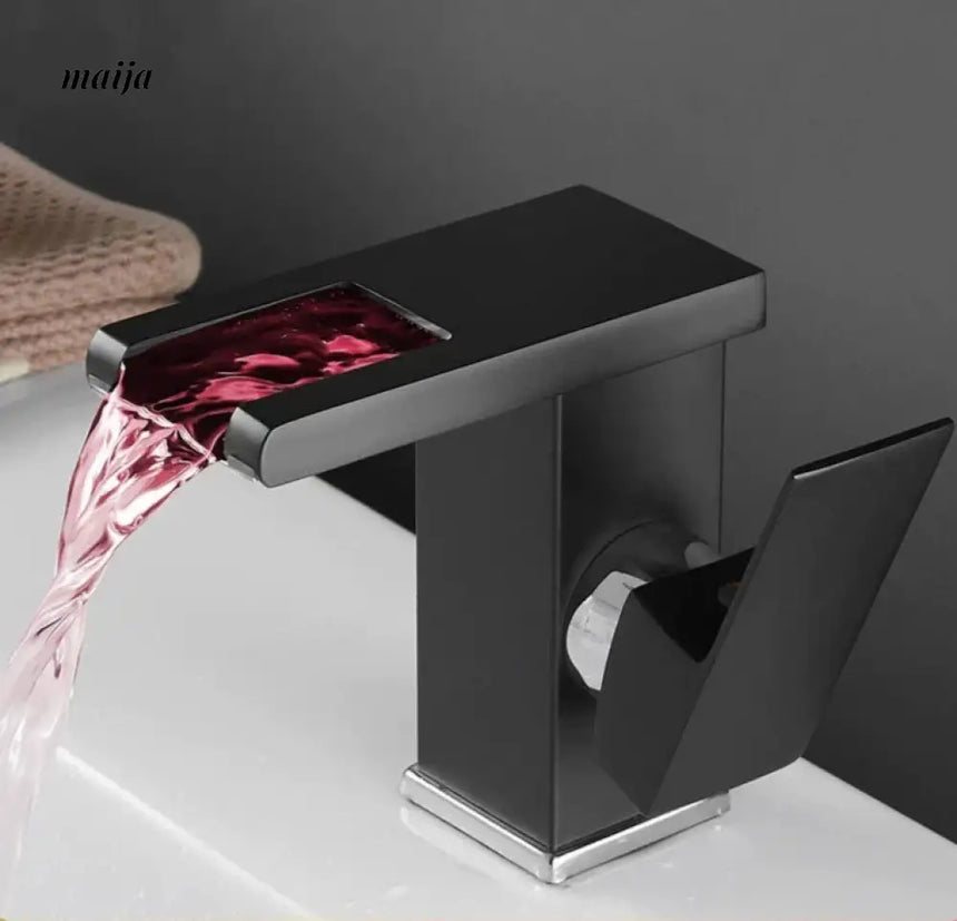 LED Colour-Changing Waterfall Temperature Basin Faucet from Kaiyashi