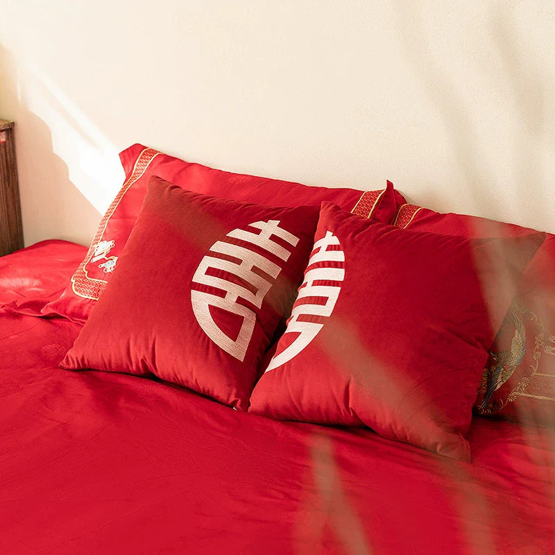 MISTYWOOD Festive Red Wedding Pillow for Living Room from MISTYWOOD