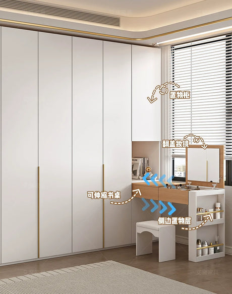AIWO Lucille European Pine Cream Wardrobe with Dressing Table from AIWO