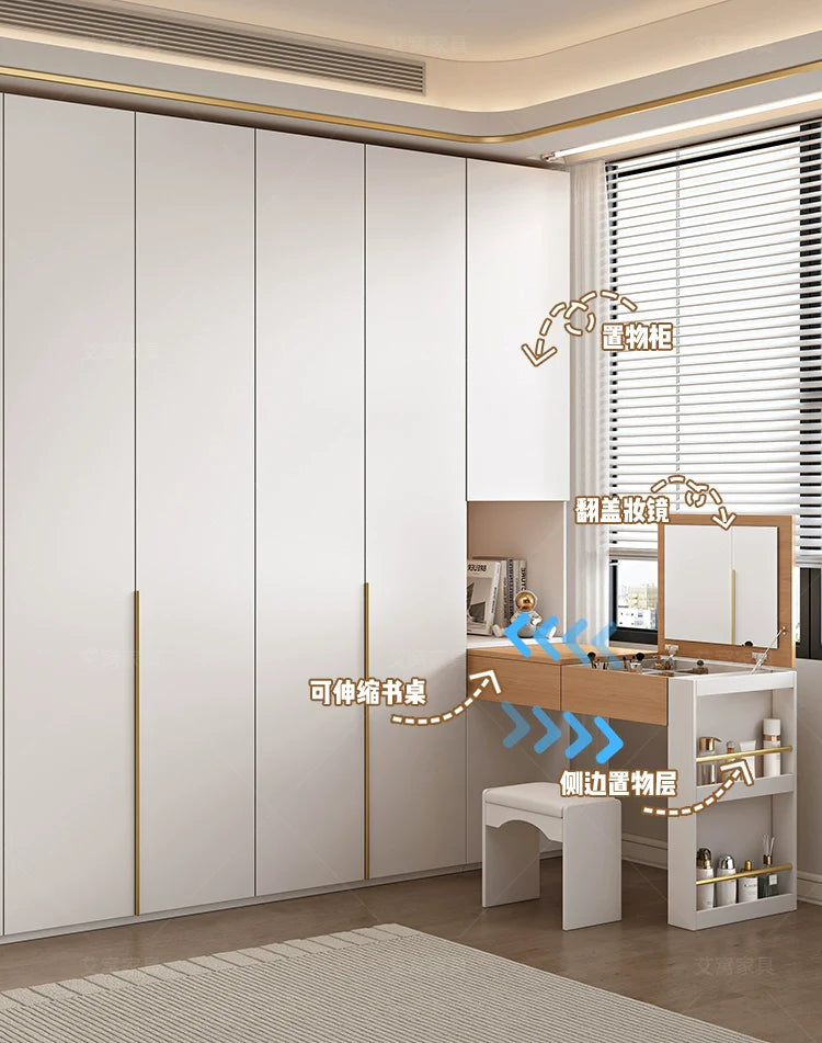 AIWO Lucille European Pine Cream Wardrobe with Dressing Table from AIWO