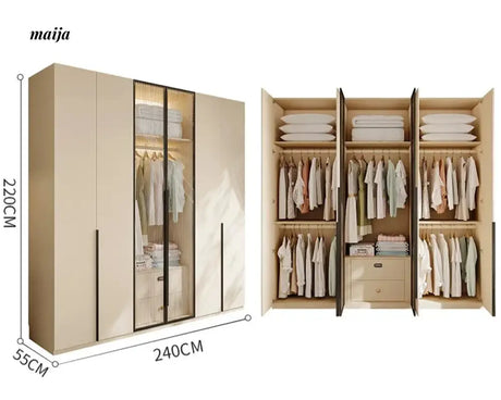 MEIHOUSE Cream Bedroom Wardrobe Flat Door Storage Cabinet from MEIHOUSE