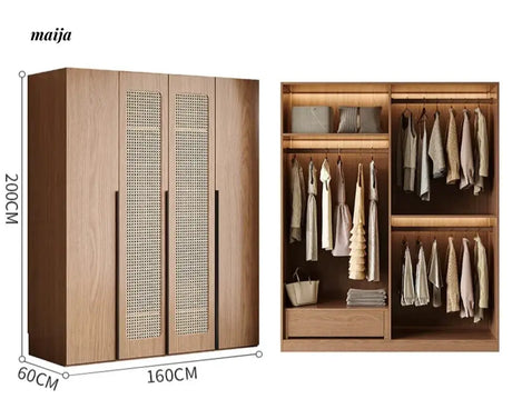 MEIHOUSE Medieval Rattan Glass Door Bedroom Wardrobe Modern Storage from MEIHOUSE