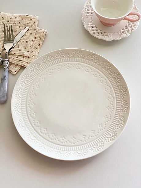 YASUKI Aria Elegant Pure White Ceramic Plate from YASUKI