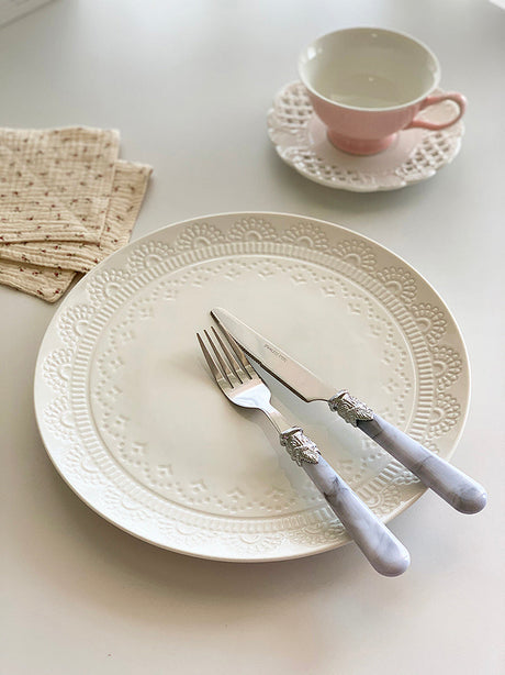 YASUKI Aria Elegant Pure White Ceramic Plate from YASUKI