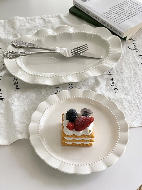 YASUKI Elowen Elegant Relief White Ceramic Tableware from YASUKI