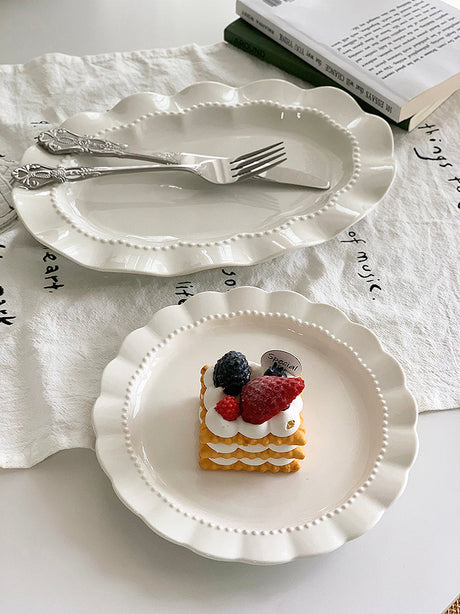 YASUKI Elowen Elegant Relief White Ceramic Tableware from YASUKI