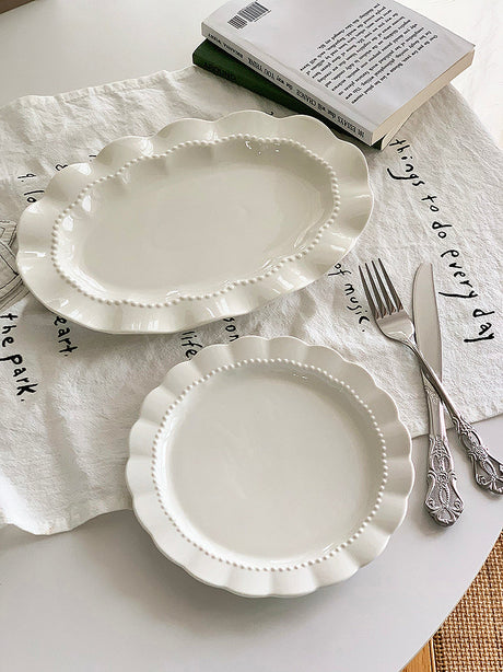 YASUKI Elowen Elegant Relief White Ceramic Tableware from YASUKI