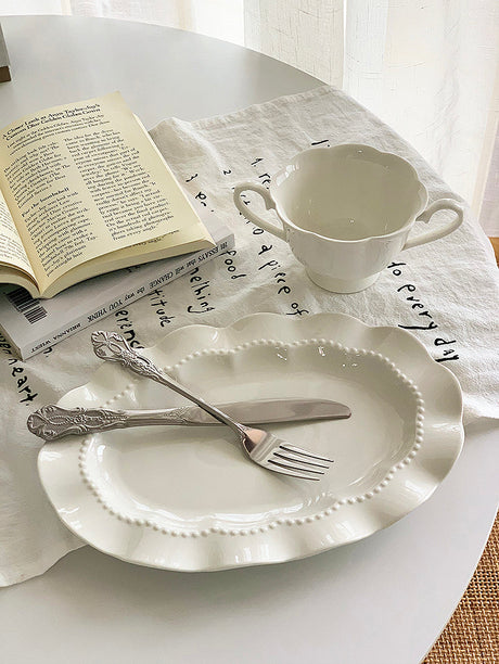 YASUKI Elowen Elegant Relief White Ceramic Tableware from YASUKI