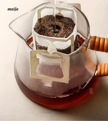 JOTO Rough Pottery Coffee Sharing Pot Wooden Lid from JOTO